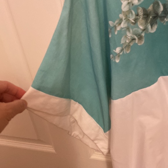 Zara short Sleeves Turquoise Flower T shirt cotton Top - Picture 5 of 5